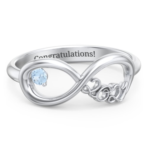 2021 Infinity Ring with Birthstone – Sterling Silver with Blue Topaz