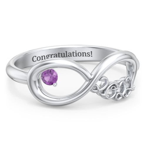 2022 Infinity Ring with Birthstone – Sterling Silver with Amethyst