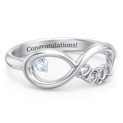2022 Infinity Ring with Birthstone – Sterling Silver with Aquamarine