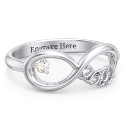 2022 Infinity Ring with Birthstone in 925 Sterling Silver with Cubic Zirconia