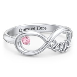2022 Infinity Ring with Birthstone in 925 Sterling Silver with Pink Tourmaline