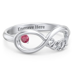 2022 Infinity Ring with Birthstone in 925 Sterling Silver with Ruby
