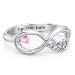 2022 Infinity Ring with Birthstone in 925 Sterling Silver with Pink Tourmaline