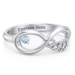 2022 Infinity Ring with Birthstone in 925 Sterling Silver with Blue Topaz