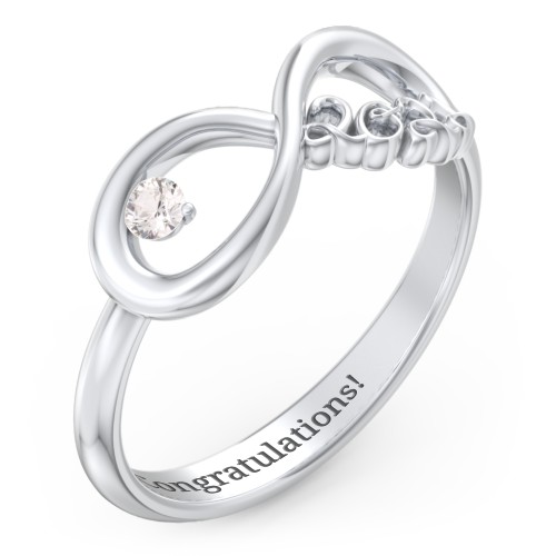 2022 Infinity Ring with Birthstone – Sterling Silver with Cubic Zirconia