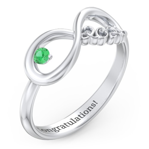 2022 Infinity Ring with Birthstone – Sterling Silver with Emerald