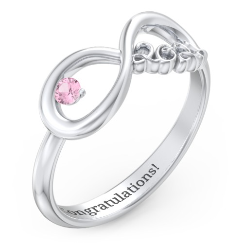 2022 Infinity Ring with Birthstone – Sterling Silver with Pink Tourmaline