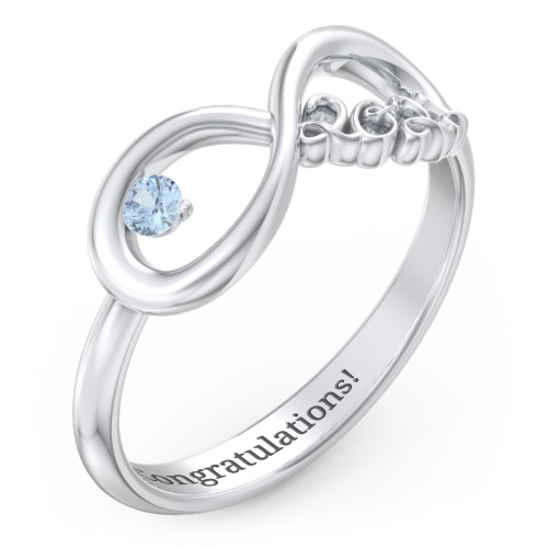 2022 Infinity Ring with Birthstone – Sterling Silver with Blue Topaz