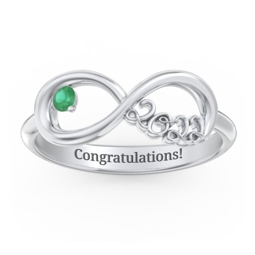 2022 Infinity Ring with Birthstone – Sterling Silver with Emerald