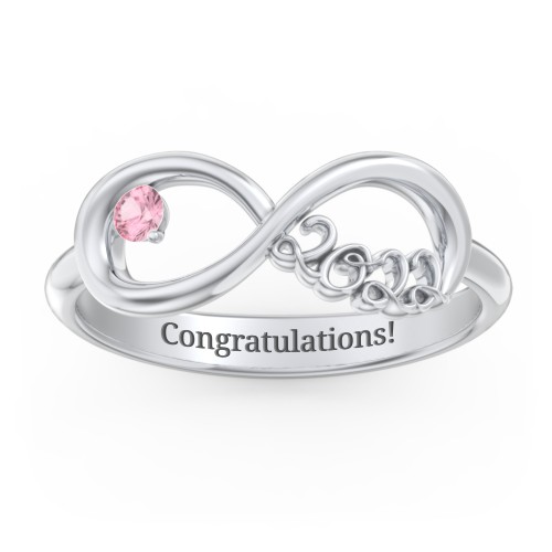 2022 Infinity Ring with Birthstone – Sterling Silver with Pink Tourmaline