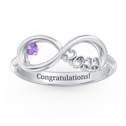 2022 Infinity Ring with Birthstone – Sterling Silver with Amethyst