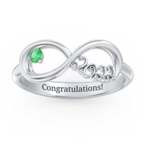 2022 Infinity Ring with Birthstone – Sterling Silver with Emerald