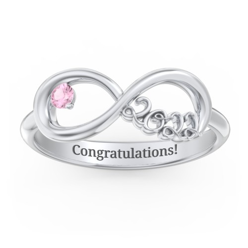 2022 Infinity Ring with Birthstone – Sterling Silver with Pink Tourmaline