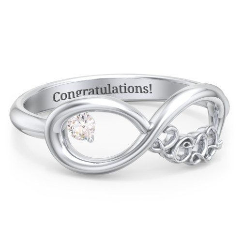 2022 Infinity Ring with Birthstone – Sterling Silver with Cubic Zirconia