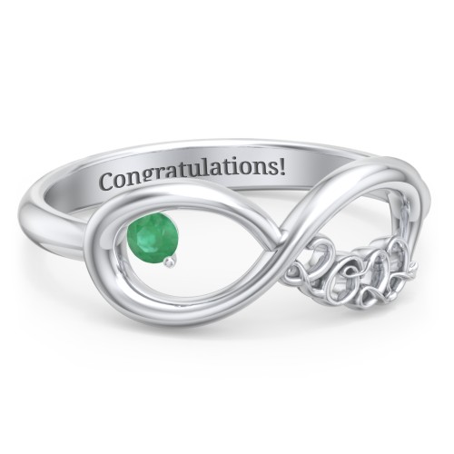 2022 Infinity Ring with Birthstone – Sterling Silver with Emerald