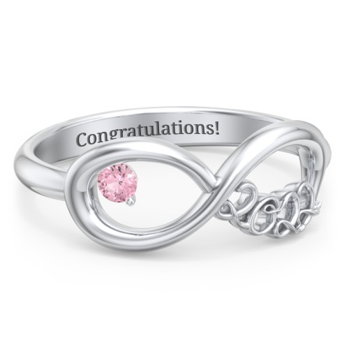 2022 Infinity Ring with Birthstone – Sterling Silver with Pink Tourmaline