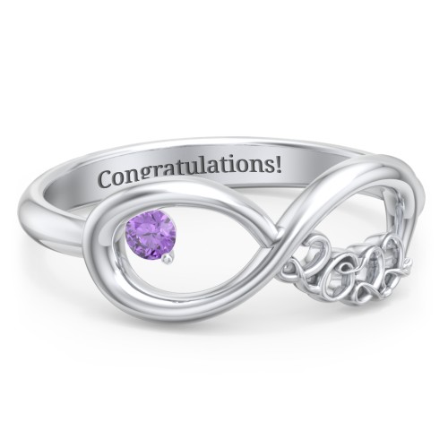 2022 Infinity Ring with Birthstone – Sterling Silver with Amethyst