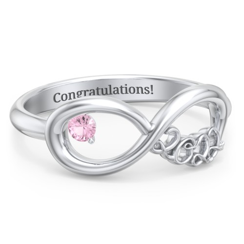2022 Infinity Ring with Birthstone – Sterling Silver with Pink Tourmaline