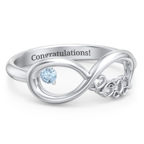 2022 Infinity Ring with Birthstone – Sterling Silver with Blue Topaz
