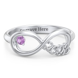 2023 Infinity Ring with Birthstone in 925 Sterling Silver with Amethyst
