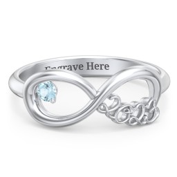 2023 Infinity Ring with Birthstone in 925 Sterling Silver with Blue Topaz
