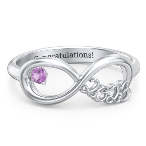 2023 Infinity Ring with Birthstone – Sterling Silver with Amethyst