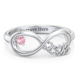 2023 Infinity Ring with Birthstone in 925 Sterling Silver with Pink Tourmaline