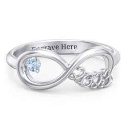 2023 Infinity Ring with Birthstone in 925 Sterling Silver with Blue Topaz