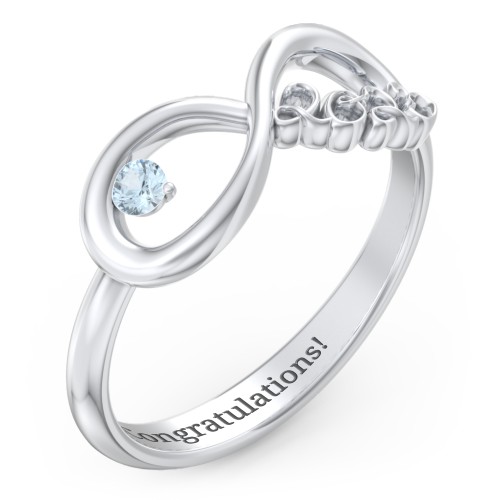 2023 Infinity Ring with Birthstone – Sterling Silver with Aquamarine