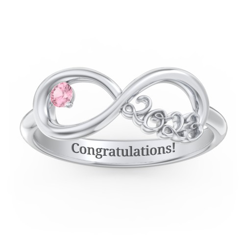 2023 Infinity Ring with Birthstone – Sterling Silver with Pink Tourmaline