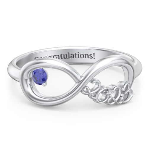 2023 Infinity Ring with Birthstone – Sterling Silver with Blue Sapphire