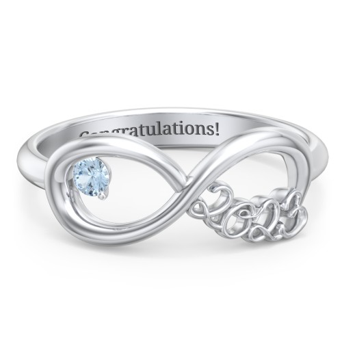 2023 Infinity Ring with Birthstone – Sterling Silver with Blue Topaz