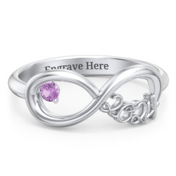 2024 Infinity Ring with Birthstone in 925 Sterling Silver with Amethyst