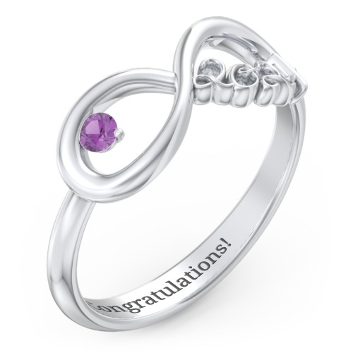2024 Infinity Ring with Birthstone – Sterling Silver with Amethyst