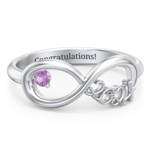 2024 Infinity Ring with Birthstone – Sterling Silver with Amethyst
