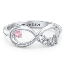 2024 Infinity Ring with Birthstone in 925 Sterling Silver with Pink Tourmaline