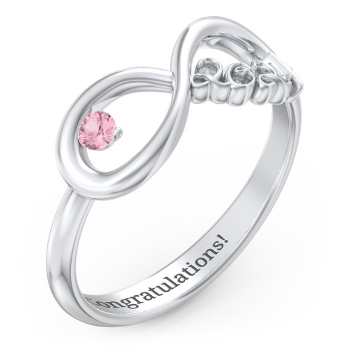 2024 Infinity Ring with Birthstone – Sterling Silver with Pink Tourmaline
