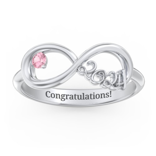 2024 Infinity Ring with Birthstone – Sterling Silver with Pink Tourmaline