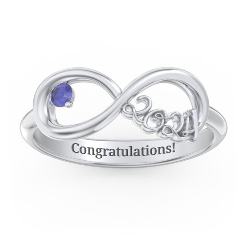 2024 Infinity Ring with Birthstone – Sterling Silver with Blue Sapphire
