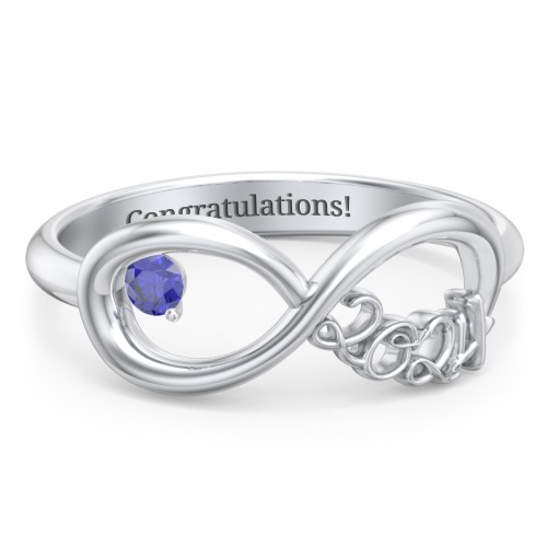 2024 Infinity Ring with Birthstone – Sterling Silver with Blue Sapphire