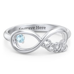 2025 Infinity Ring with Birthstone in 925 Sterling Silver with Blue Topaz