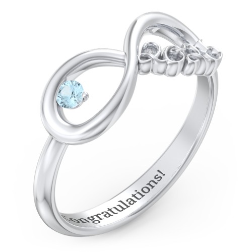 2025 Infinity Ring with Birthstone – Sterling Silver with Blue Topaz