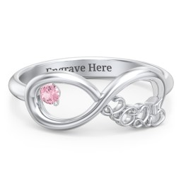 2025 Infinity Ring with Birthstone in 925 Sterling Silver with Pink Tourmaline