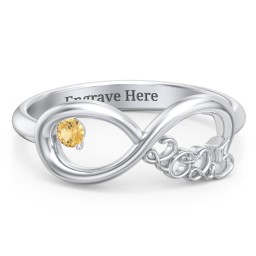 2025 Infinity Ring with Birthstone in 925 Sterling Silver with Citrine