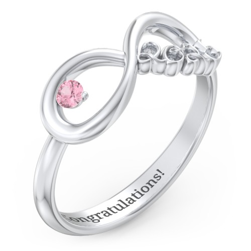 2025 Infinity Ring with Birthstone – Sterling Silver with Pink Tourmaline