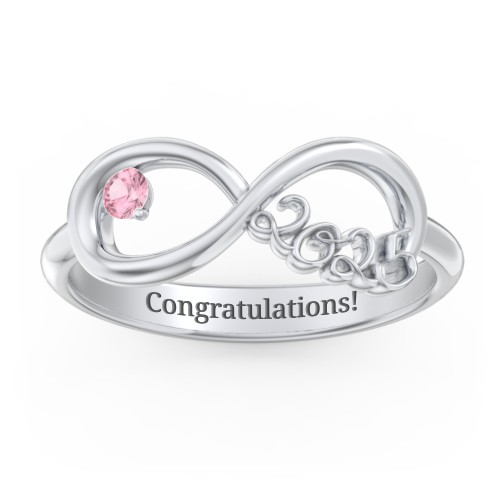 2025 Infinity Ring with Birthstone – Sterling Silver with Pink Tourmaline