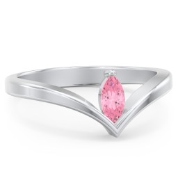 Marquise Birthstone V-Shape Ring