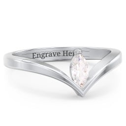 Marquise Birthstone V-Shape Ring