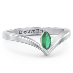Marquise Birthstone V-Shape Ring