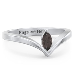 Marquise Birthstone V-Shape Ring